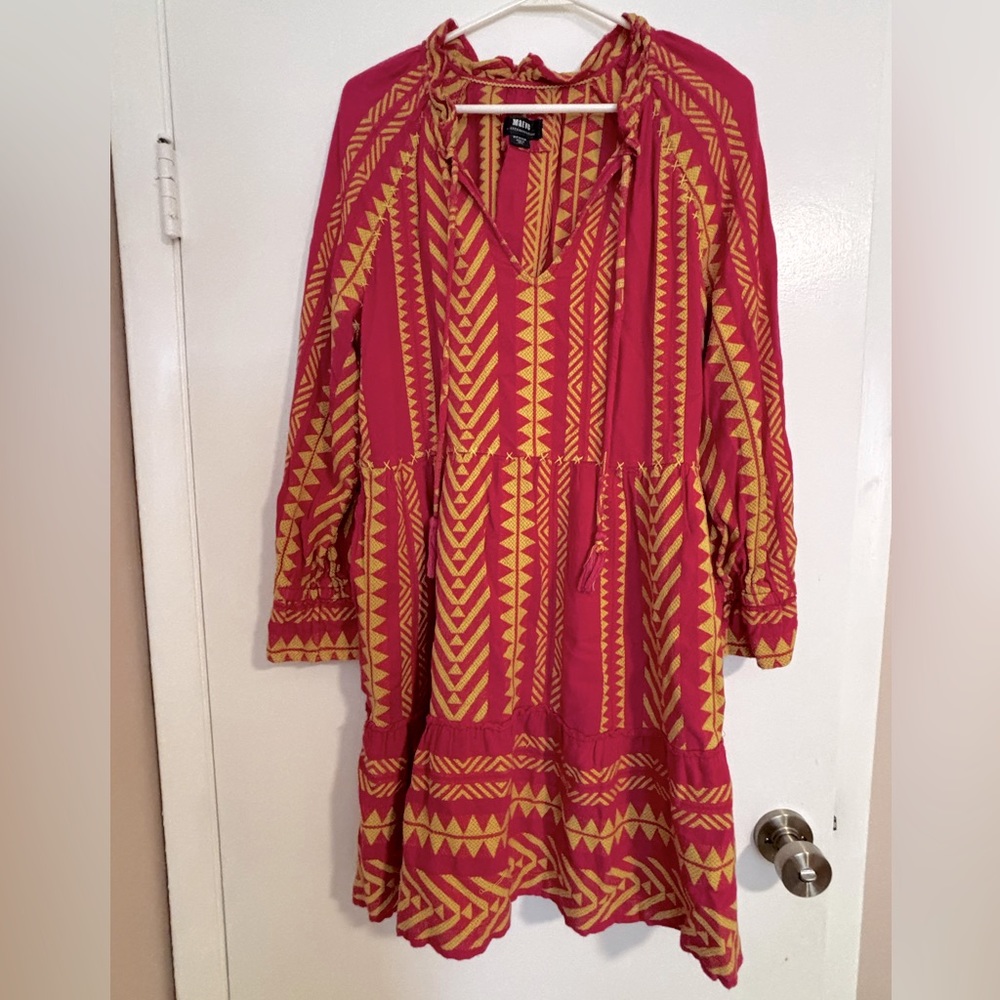 Maeve M long sleeved, short boho dress